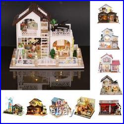 DIY Assembly Wooden Dolls House Miniature Furniture Kit With Clear Dust-proof