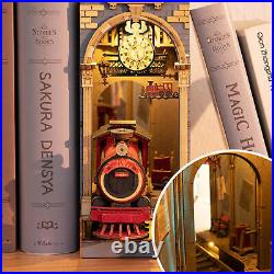 DIY Book Nook Stories Wooden Miniature Doll House Bookend Bookshelf Insert Decor