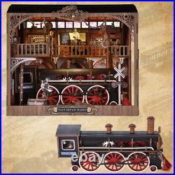 DIY Book Nook Train Repair Station Wooden Doll House Kit Miniature Model 3D
