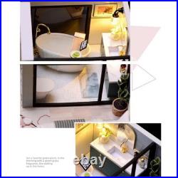 DIY Craft Wooden Doll House Furniture Mini LED Light Cottage for Girls