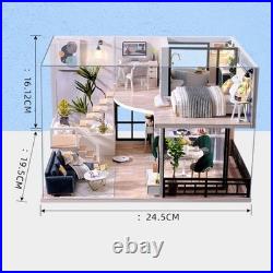 DIY Craft Wooden Doll House Furniture Mini LED Light Cottage for Girls