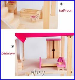 DIY DollHouse Wooden Furniture Miniature Toy Set Doll House 55 x 52.5 x 37.5cm