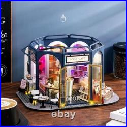 DIY Doll House Library Kit Wooden Book with LED Light And Cafeteria DIY Doll House Library Kit Wooden Book with LED Light And Cafeteria