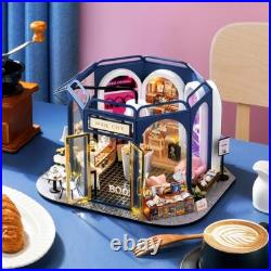DIY Doll House Library Kit Wooden Book with LED Light And Cafeteria DIY Doll House Library Kit Wooden Book with LED Light And Cafeteria