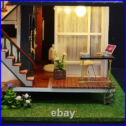 DIY Dollhouse Furniture Kits Wooden Modern Villa With Lights Gift Creative
