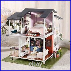 DIY Dollhouse Furniture Wooden Romantic Villa Cottage House Playset Gift Toy