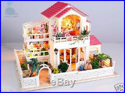 DIY Handcraft Miniature Project Wooden Dolls House My Pink Little Villa
