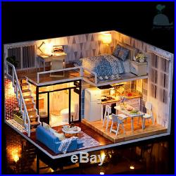 DIY Handcraft Miniature Project Wooden Dolls House My Studio Apartment In Blue