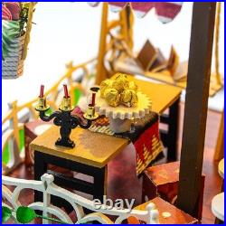 DIY Miniature Dollhouse Kit Wooden Coffee House Shop with LED Light 3D Puzzle