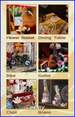 DIY Miniature Dollhouse Kit Wooden Coffee House Shop with LED Light 3D Puzzle