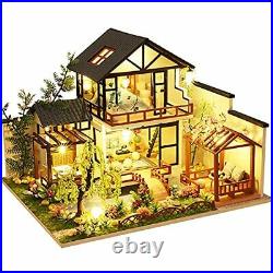 DIY Miniature Dollhouse Kit with Furniture and LED Lights, Chinese Wooden