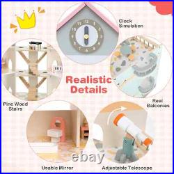 DIY Pretend Dream House Girls wooden Doll House Playset Toy