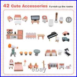 DIY Pretend Dream House Girls wooden Doll House Playset Toy