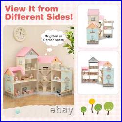 DIY Pretend Dream House Girls wooden Doll House Playset Toy