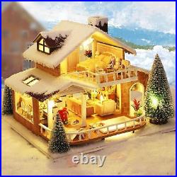 DIY WOODen Dollhouse MiNIAture with LED Light Doll House
