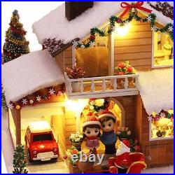 DIY Wooden Christmas Eve Doll House Kit Miniature with Furniture Casa Snow