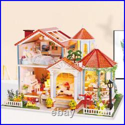 DIY Wooden Doll House Kit Beautiful Villa Self Assembly Miniature with Furniture