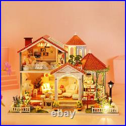 DIY Wooden Doll House Kit Beautiful Villa Self Assembly Miniature with Furniture