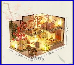 DIY Wooden Doll House Kit Japanese Loft with Furniture Self Assembly Miniature