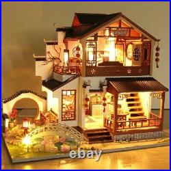 DIY Wooden Doll House Miniature Kit With Furniture Kids Toys Gift