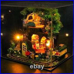 DIY Wooden Doll Houses Miniature Building Kit House Casa Dollhouse Assembly Toys