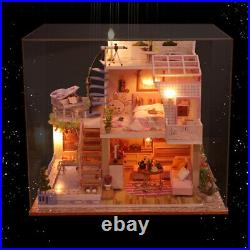 DIY Wooden Dollhouses Pink Princess Miniature with Furniture Girl Birthday Gift