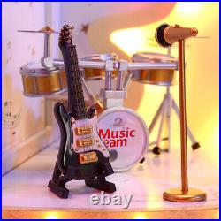 DIY Wooden Mini Miniature Dollhouse Music Room With Instrument Set Gift Toy