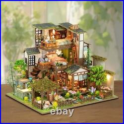 DIY Wooden Miniature Dollhouse Handmade Doll House with Accessories