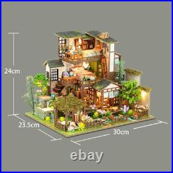 DIY Wooden Miniature Dollhouse Miniature Garden House for Birthday Gift Kids