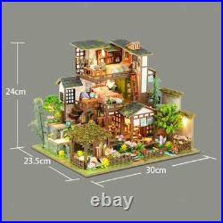 DIY Wooden Miniature Dollhouse with Funiture with Dustproof Cover Ornament DIY Wooden Miniature Dollhouse with Funiture with Dustproof Cover Ornament