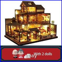 DIY Wooden Miniatures Doll House Kit with Furniture Casa Light Assembled Toys