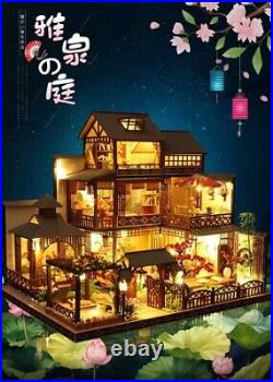 DIY Wooden Miniatures Doll House Kit with Furniture Casa Light Assembled Toys