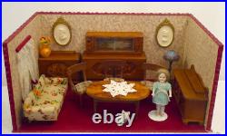 DOLLHOUSE ANTIQUE Equipped-PORCELAIN DOLL-FURNITURE-ACCESSORIES 1920/1930s
