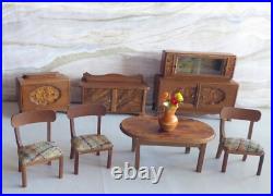 DOLLHOUSE ANTIQUE Equipped-PORCELAIN DOLL-FURNITURE-ACCESSORIES 1920/1930s