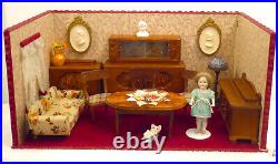 DOLLS HOUSE ANTIQUE Equipped-PORCELAIN DOLL-FURNITURE-ACCESSORIES 1920/1930s