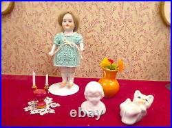 DOLLS HOUSE ANTIQUE Equipped-PORCELAIN DOLL-FURNITURE-ACCESSORIES 1920/1930s