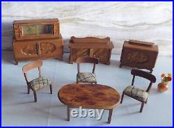 DOLLS HOUSE ANTIQUE Equipped-PORCELAIN DOLL-FURNITURE-ACCESSORIES 1920/1930s