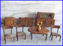 DOLLS HOUSE ANTIQUE Equipped-PORCELAIN DOLL-FURNITURE-ACCESSORIES 1920/1930s