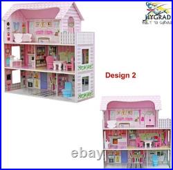 Delightful Wooden Doll House with 9 Furniture Pieces & Staircase for Girls 3-8 Delightful Wooden Doll House with 9 Furniture Pieces & Staircase for Girls 3-8