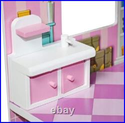 Delightful Wooden Doll House with 9 Furniture Pieces & Staircase for Girls 3-8 Delightful Wooden Doll House with 9 Furniture Pieces & Staircase for Girls 3-8