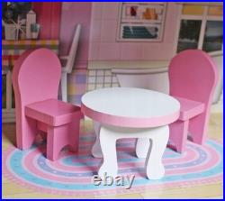 Delightful Wooden Doll House with 9 Furniture Pieces & Staircase for Girls 3-8 Delightful Wooden Doll House with 9 Furniture Pieces & Staircase for Girls 3-8