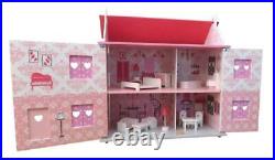 Diamond Dolls House Complete with Furniture Decorated Wooden Kit 3 Years Plus
