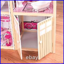 Discounted Kids wooden dolls house with furniture and accessories