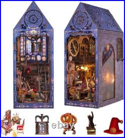 Diy Dolls House Furniture Set with Led Light Wooden Puzzle Bookends