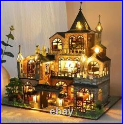Diy Wooden Doll House Kit Miniature With Furniture Light Casa European Villa