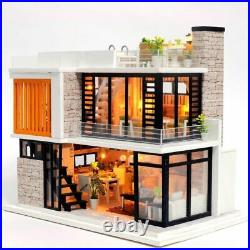 Doll House Wooden Furniture Diy Miniature Box Puzzle Assemble 3D Dollhouse Toys