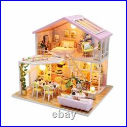 Doll House Wooden Furniture Kit LED Plastic Toy Miniature Children Birthday Gift
