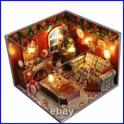 Doll Houses Wooden Miniature Furniture Kits LED Toys Children's Christmas Gifts