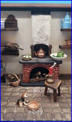 Doll Kitchen Kitchen 1 Room Smoke Catching Kuhn Dollhouse Vintage Old Case Hennig
