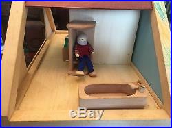 Dollhouse 2 Story Wooden Doll House Sliding Doors Furniture Dressed Wooden Dolls